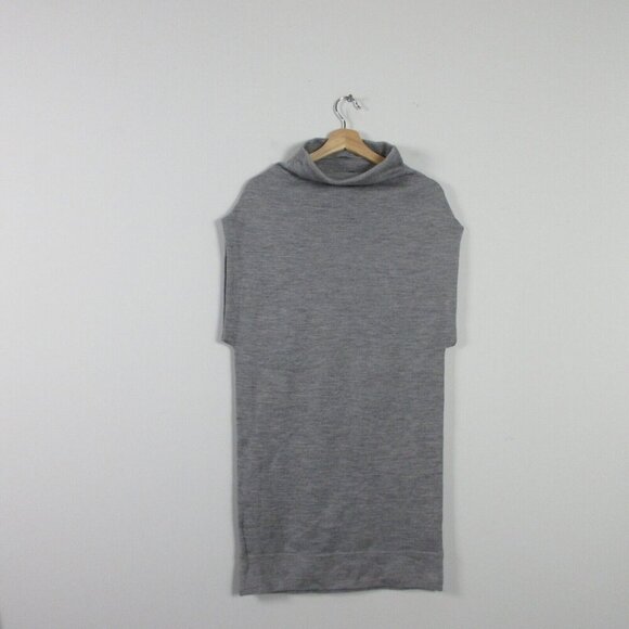 Club Monaco Womens Boxy Sweater Dress Knit Knee Length Grey S Merino Wool 362 - Picture 1 of 9